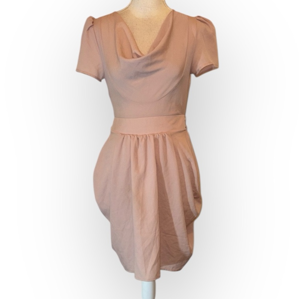 Asos blush colored cowl neck mini dress